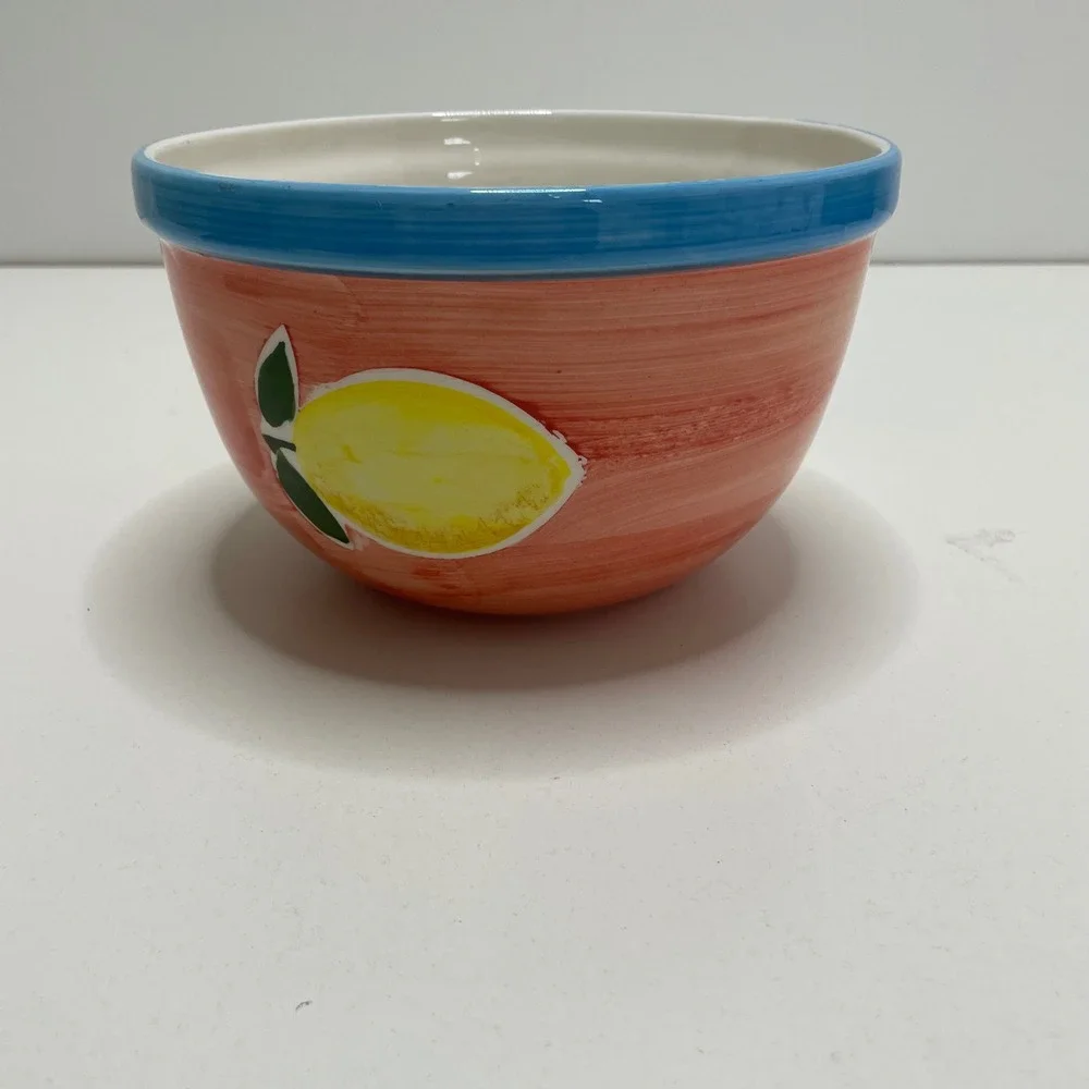 Vtg Lillian Vernon Hand Painted Lemon Ceramic Serving Mixing Bowl Replacement